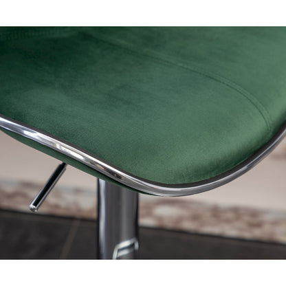 Masaccio Velvet Upholstered Adjustable Swivel Barstool, Set of 2, Green