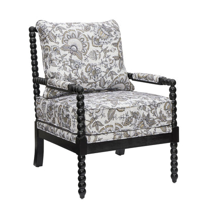 Belvoir Upholstered Spool Accent Chair, Floral with Black Finish