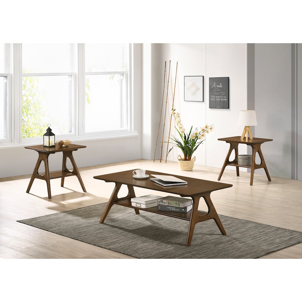 Arona Mid-Century Modern Wood 3-Pc Coffee Table Set