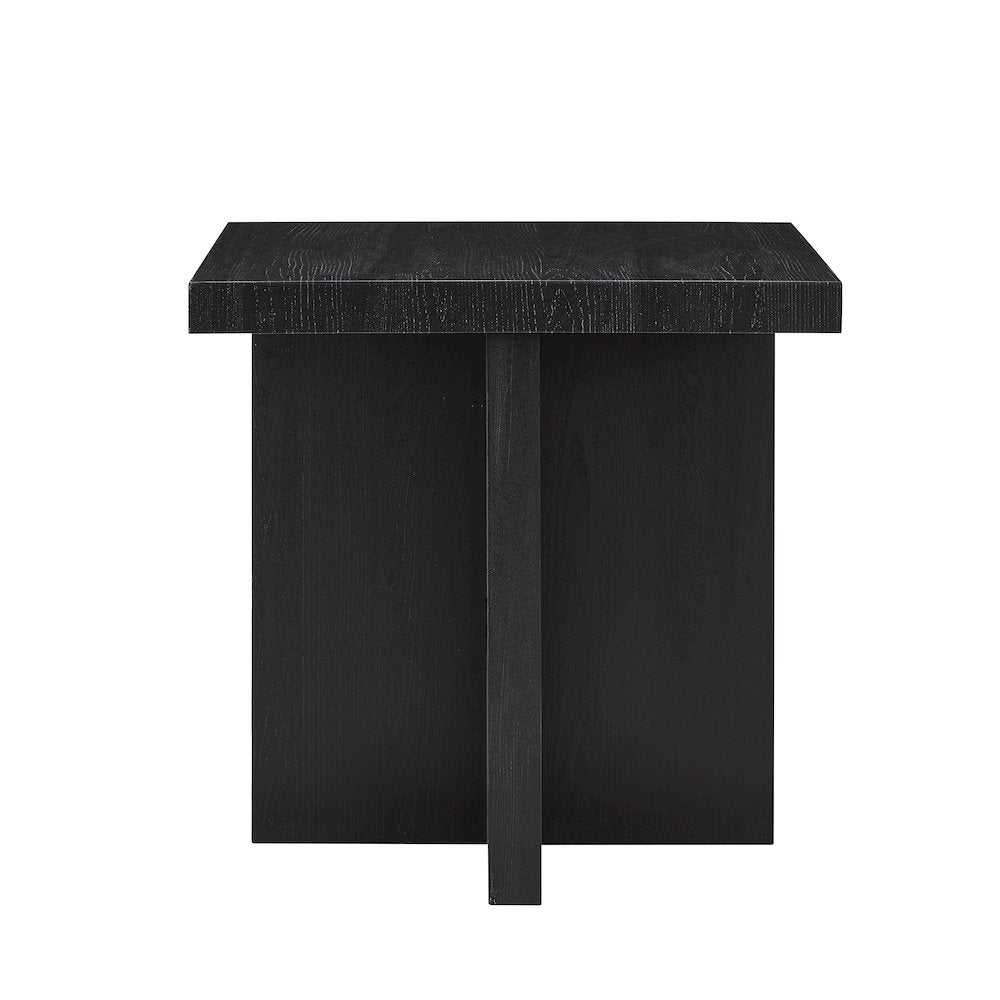 Mchome Square End Table, Nightstand, Black Finish