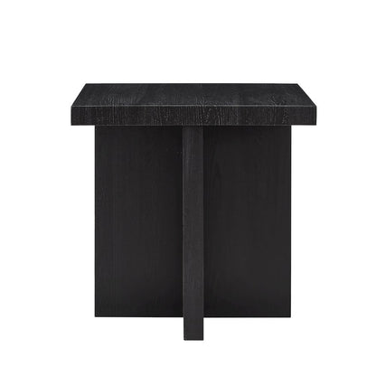 Mchome Square End Table, Nightstand, Black Finish