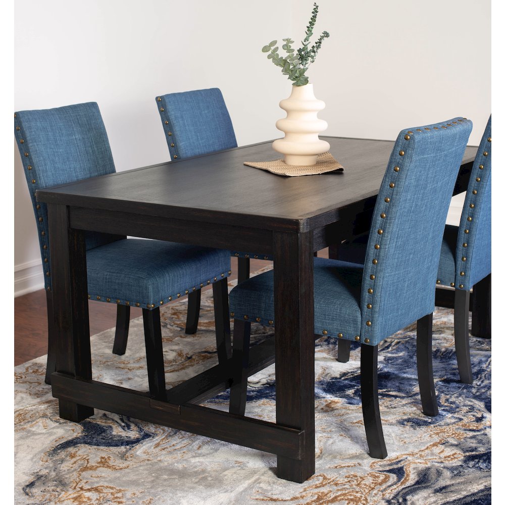 6-Piece Dining Set, Dining Table with 4 Stylish Chairs and a Bench, Blue