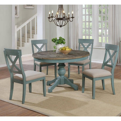 Prato 5-Piece Round Dining Table Set with Cross Back Chairs
