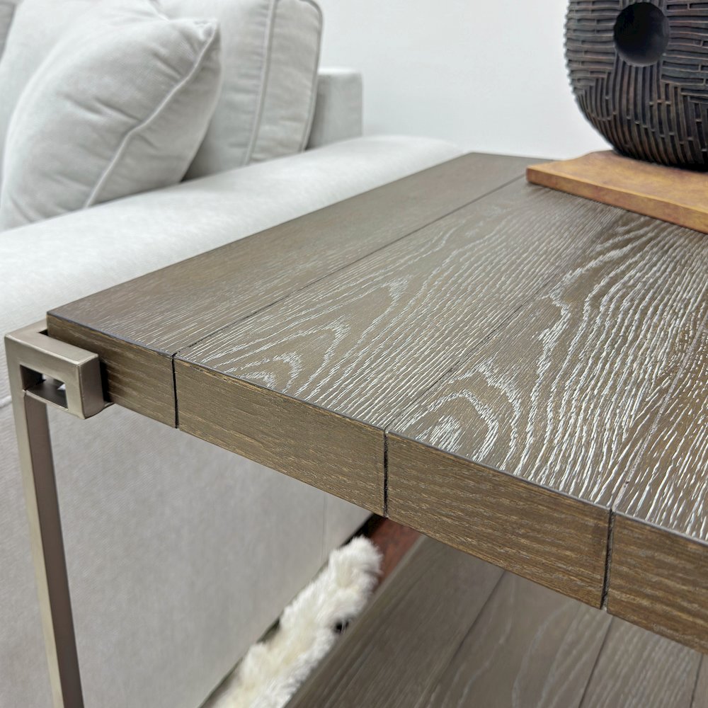 Corbeta Metal Frame Wood Living Room Coffee Table with Casters