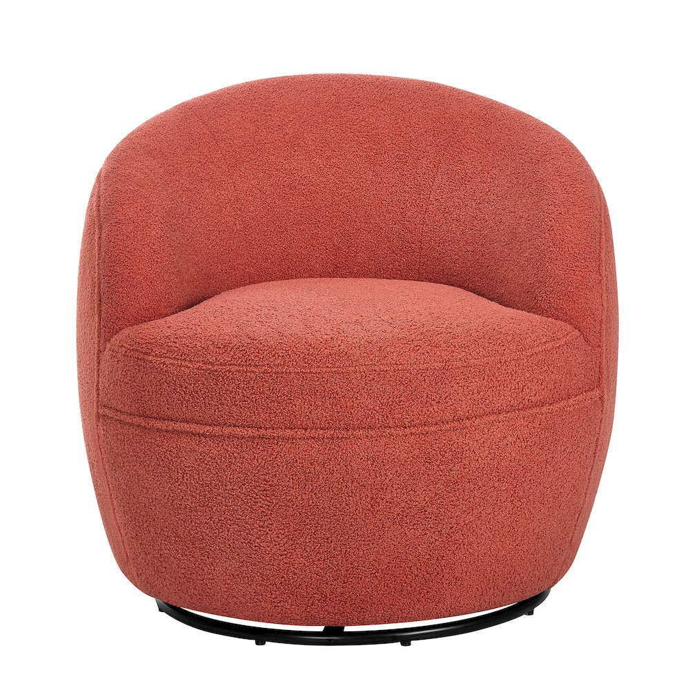 Galleria 360 Swivel Teddy Sherpa Barrel Chair, Coral