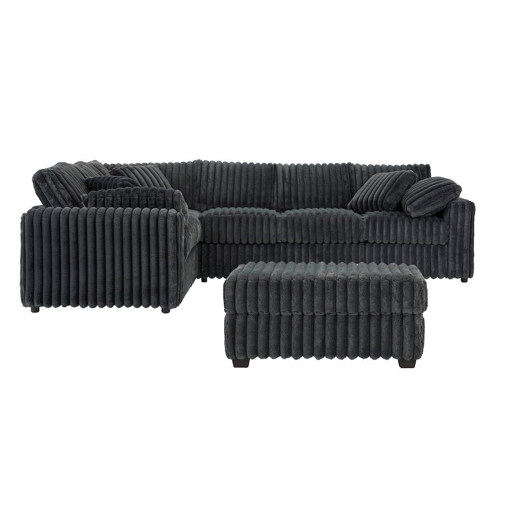 Belvoir 2-PC Living Room Set, L-shape Sectional and Accent Ottoman, Charcoal