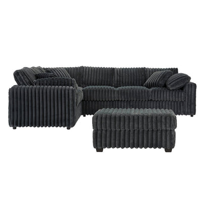Belvoir 2-PC Living Room Set, L-shape Sectional and Accent Ottoman, Charcoal