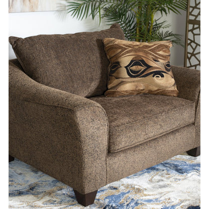 Camero Cafe Fabric Accent Chair and Ottoman Set