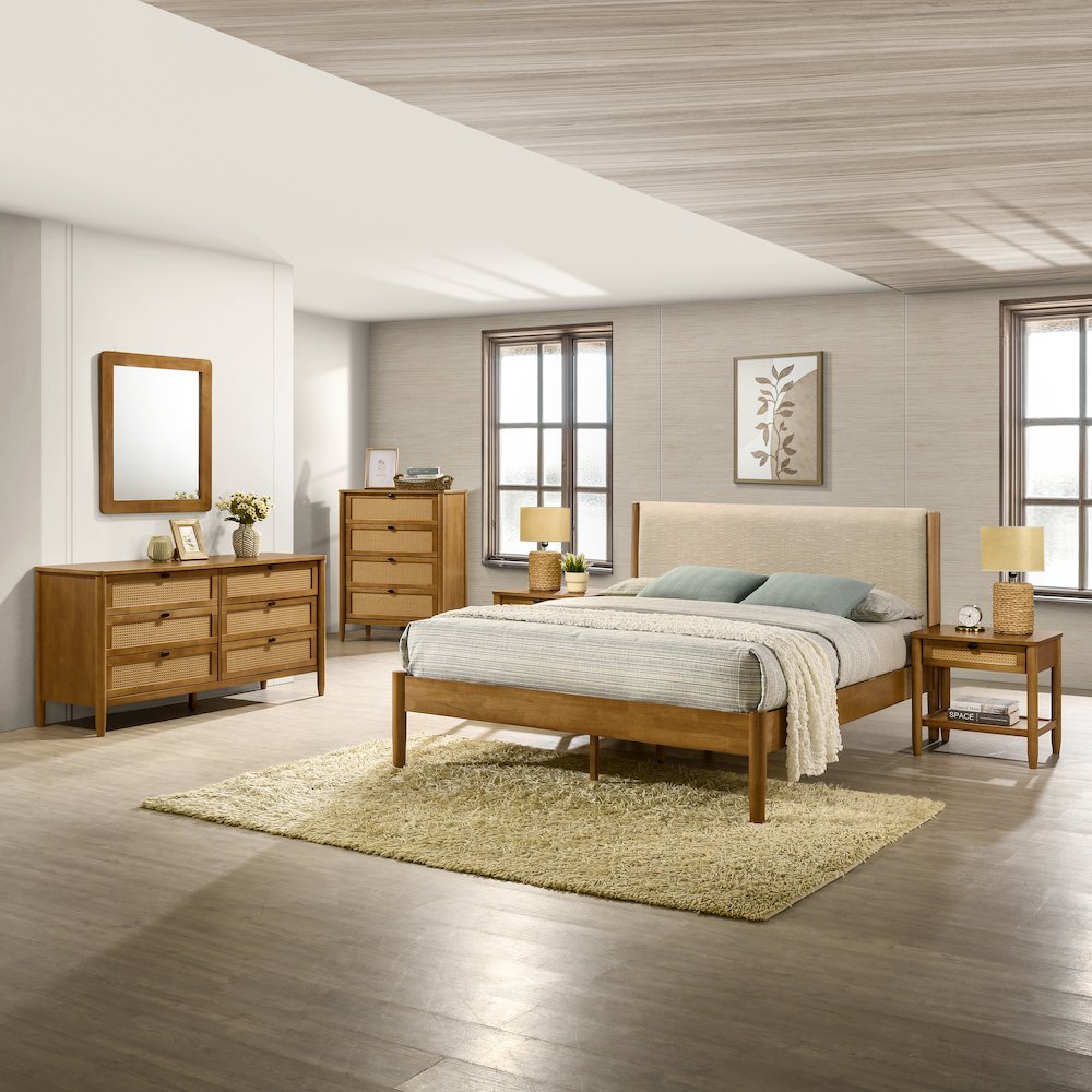 Vichy 6-Pc Bedroom Set with Queen Bed, Dresser, Mirror, 2 Nightstands, Chest