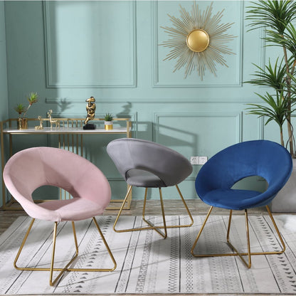 Slatina Pink Silky Velvet Upholstered Accent Chair with Gold Tone Finished Base