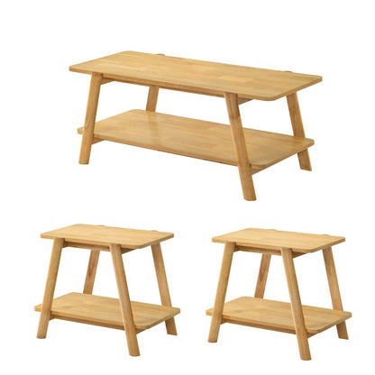 3-Piece Coffee Table Set, Coffee Table and Two End Tables, Natural Oak Finish