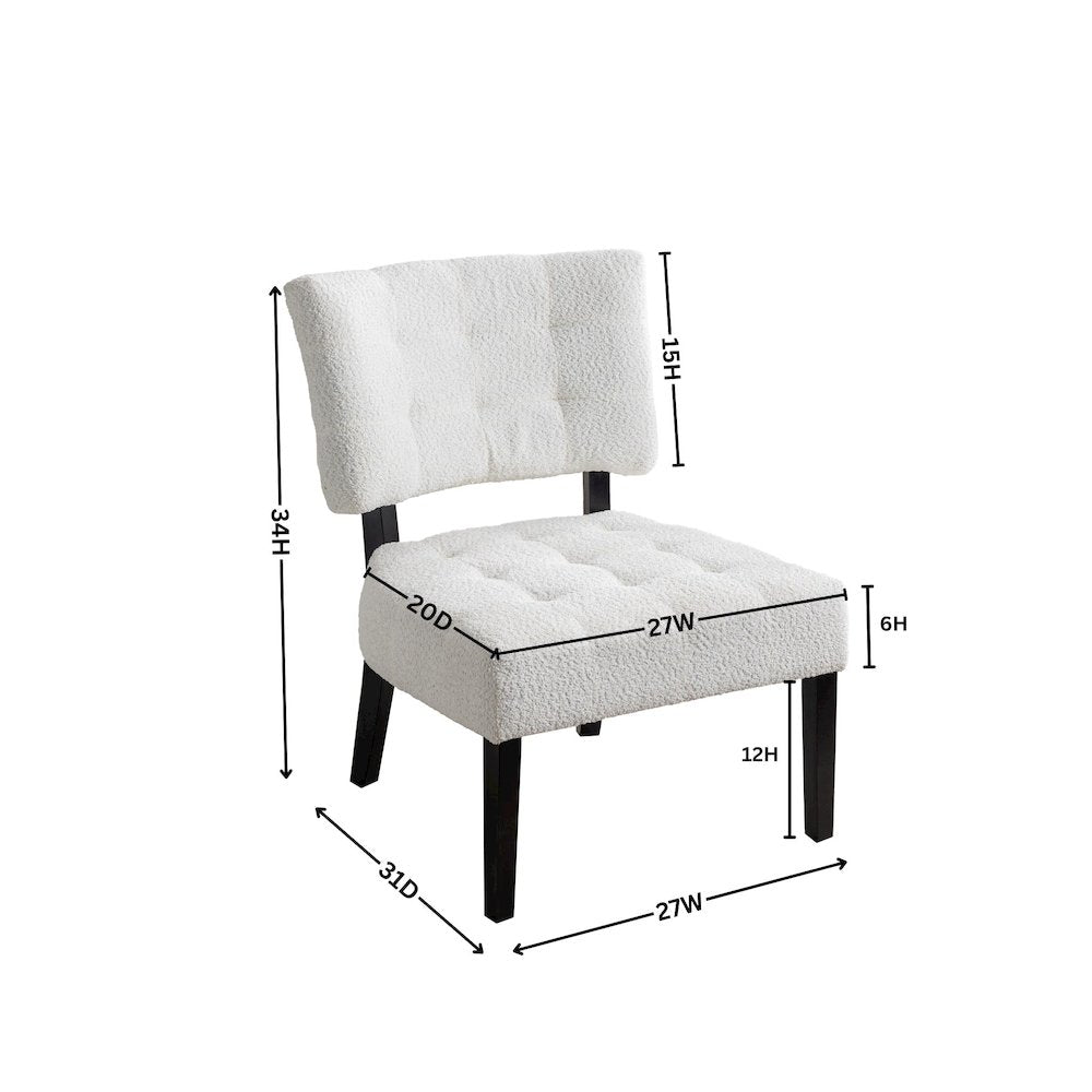 Movile Boucle Tufted Accent Chair with Oversized Seating, White