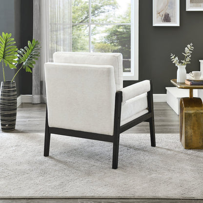 Kelly Mid-Century Modern Chenille Upholstered Accent Armchair, White