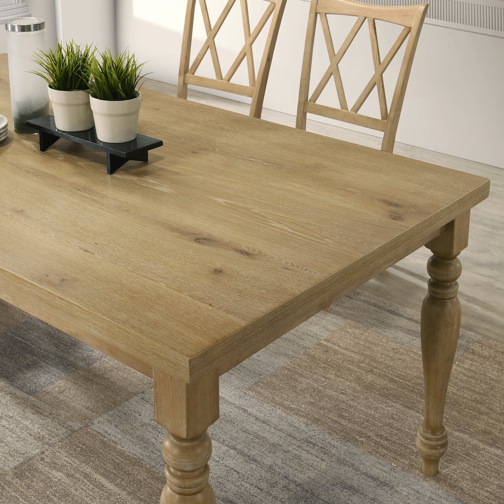 Verta 5-PC Dining Set, Dining Table with 4 Cross Back Chairs, Light Oak Finish