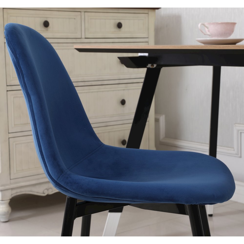 Lassan Contemporary 5-Pc Dining Set, White Round Dining Table and 4 Chairs, Blue