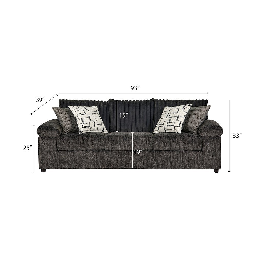 Nason Wide Wale Corduroy Sofa, Loveseat, and Ottoman Set, Charcoal