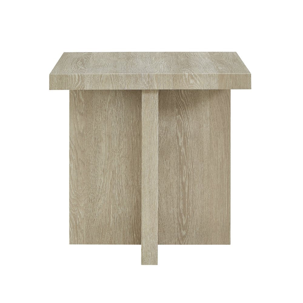 Mchome Square End Table, Nightstand, Oak Finish
