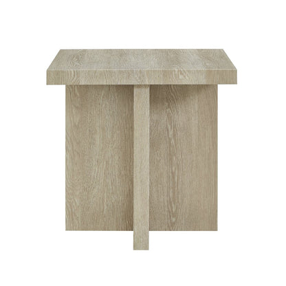 Mchome Square End Table, Nightstand, Oak Finish