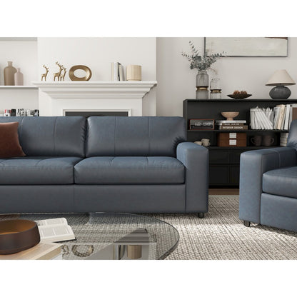 Sakan Leather 3-Pc Living Room Set, Sofa Loveseat and Chair, Blue