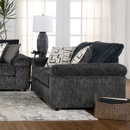 Nason Wide Wale Corduroy Sofa, Loveseat, and Ottoman Set, Charcoal