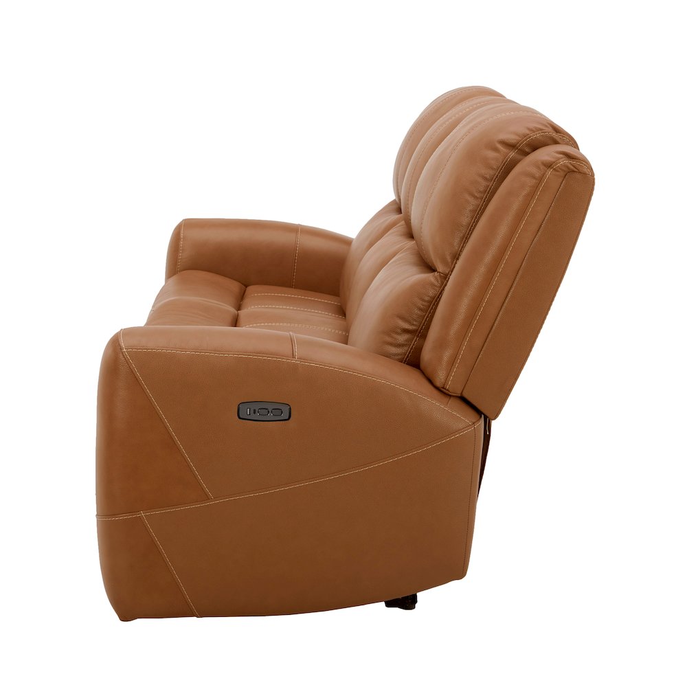 Cozura Leather Power Dual Reclining Sofa, Silverado Butternut