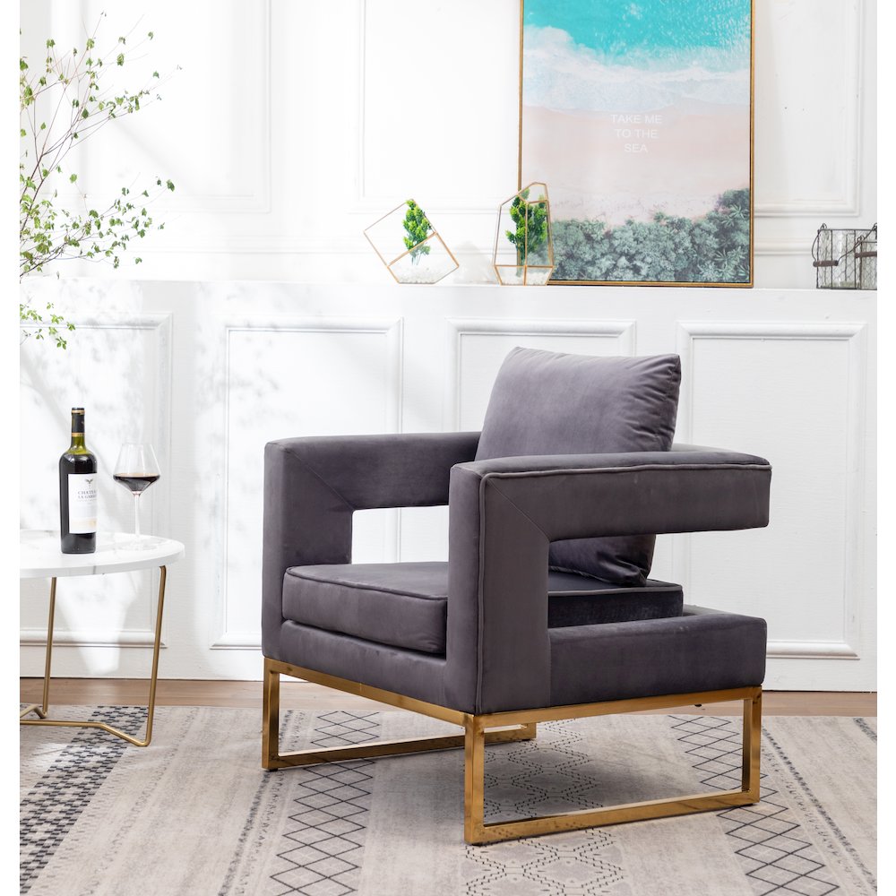 Lenola Contemporary Upholstered Accent Arm Chair, Gray