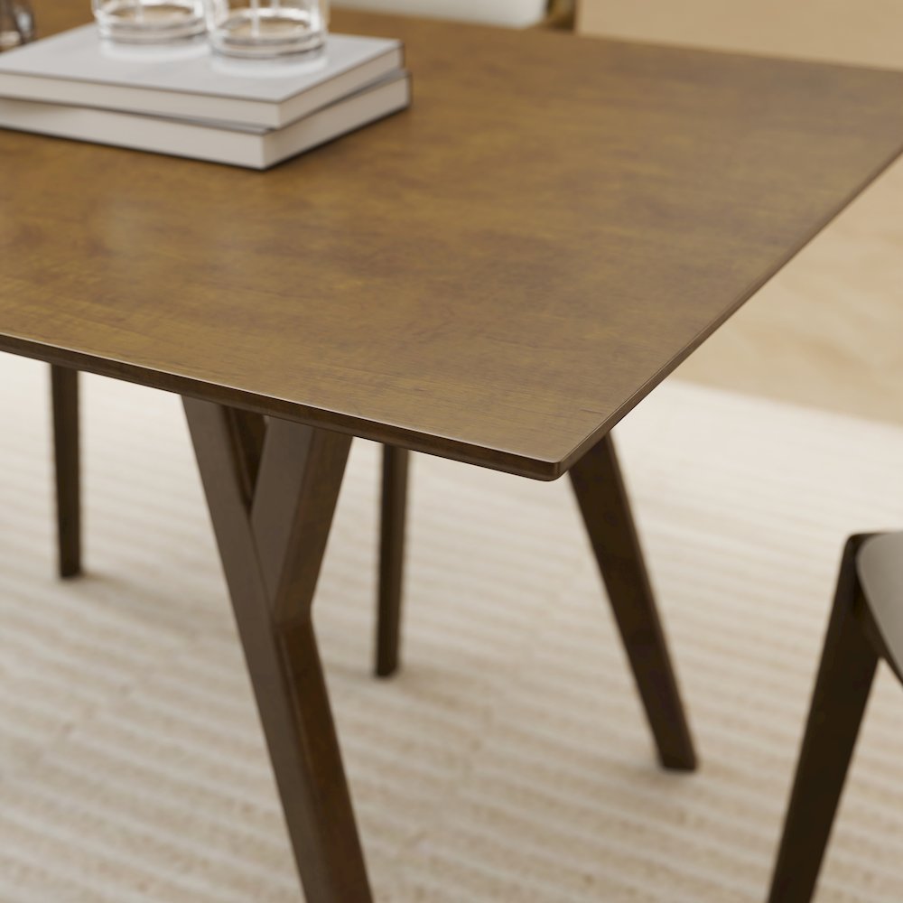 Lavin Contemporary Walnut Finish Dining Table with Solid Wood Base