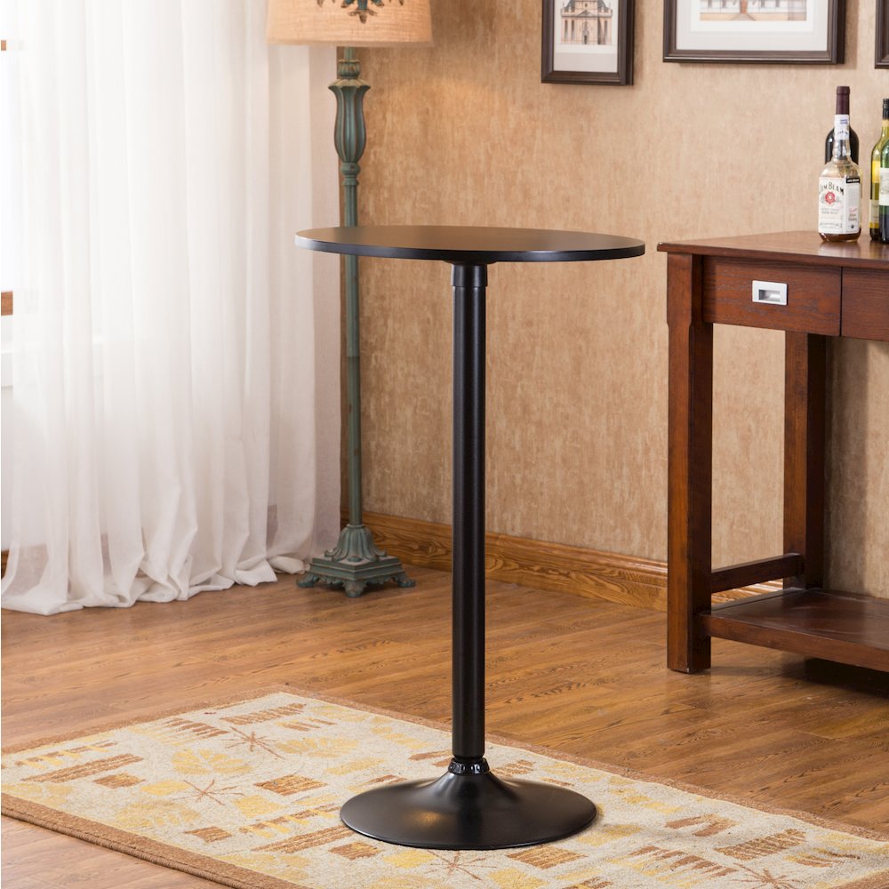 Belham Black Round Top with Black Leg And Base Metal Bar Table
