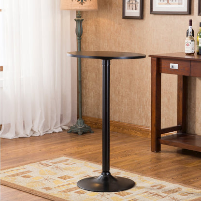 Belham Black Round Top with Black Leg And Base Metal Bar Table