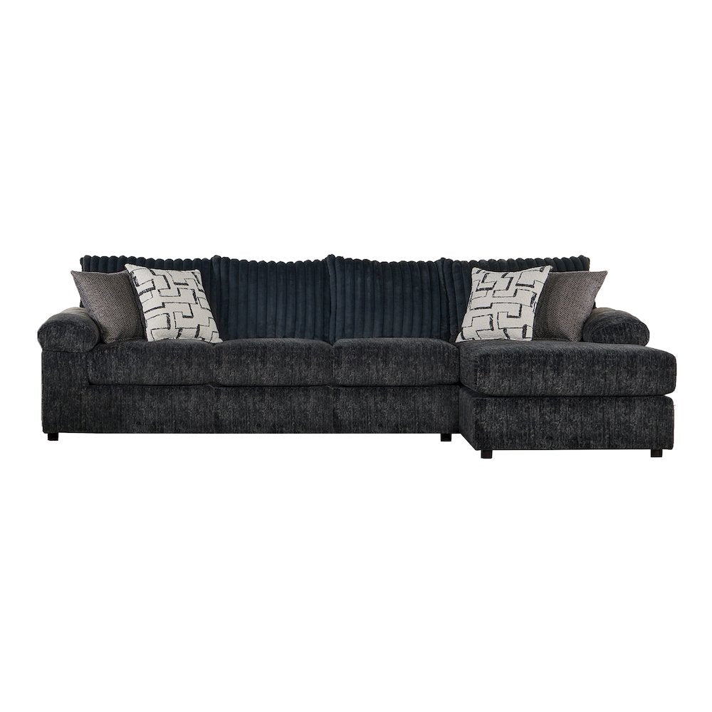 Nason Wide Wale Corduroy Sofa Chaise, Charcoal
