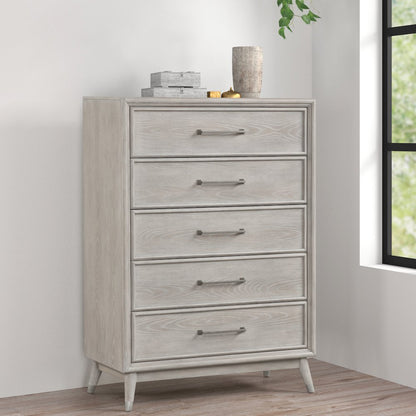 Seluna 5-Drawer Bedroom Chest, Gray Oak Finish
