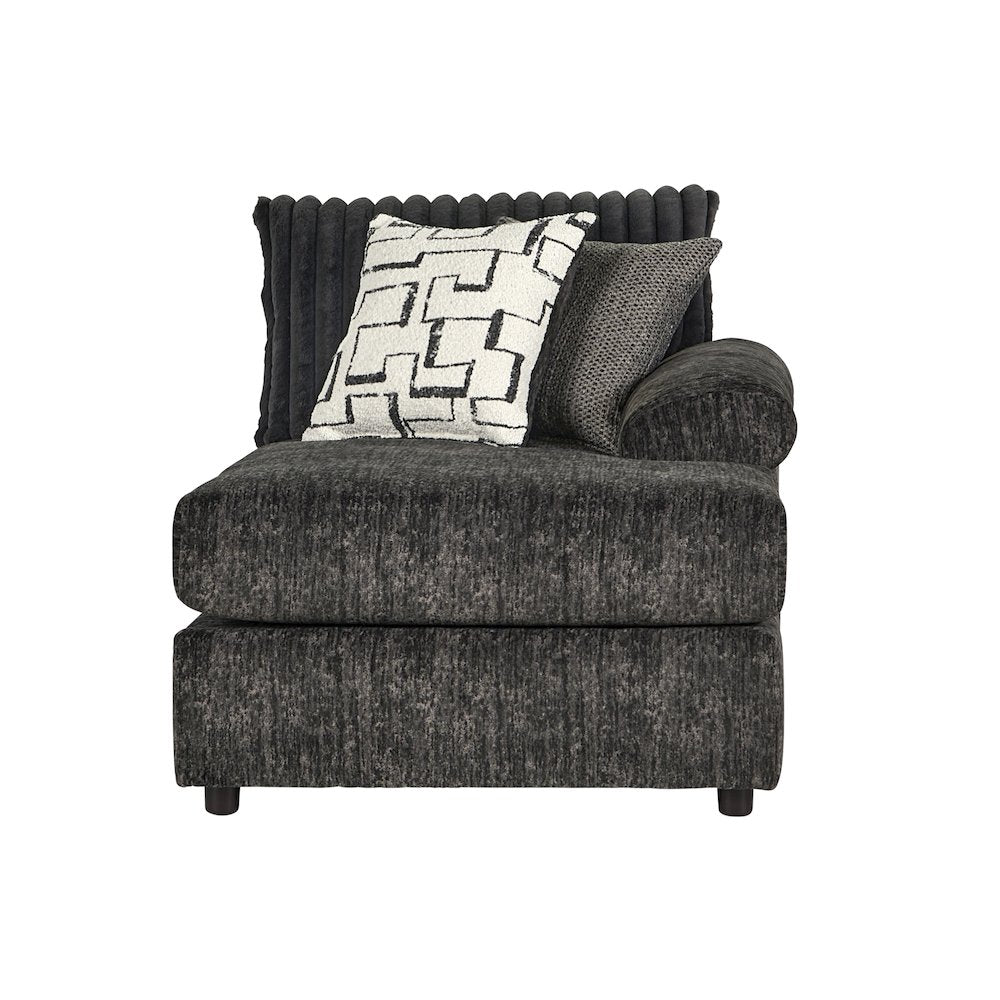 Nason Wide Wale Corduroy Sofa Chaise with Armchair, Charcoal