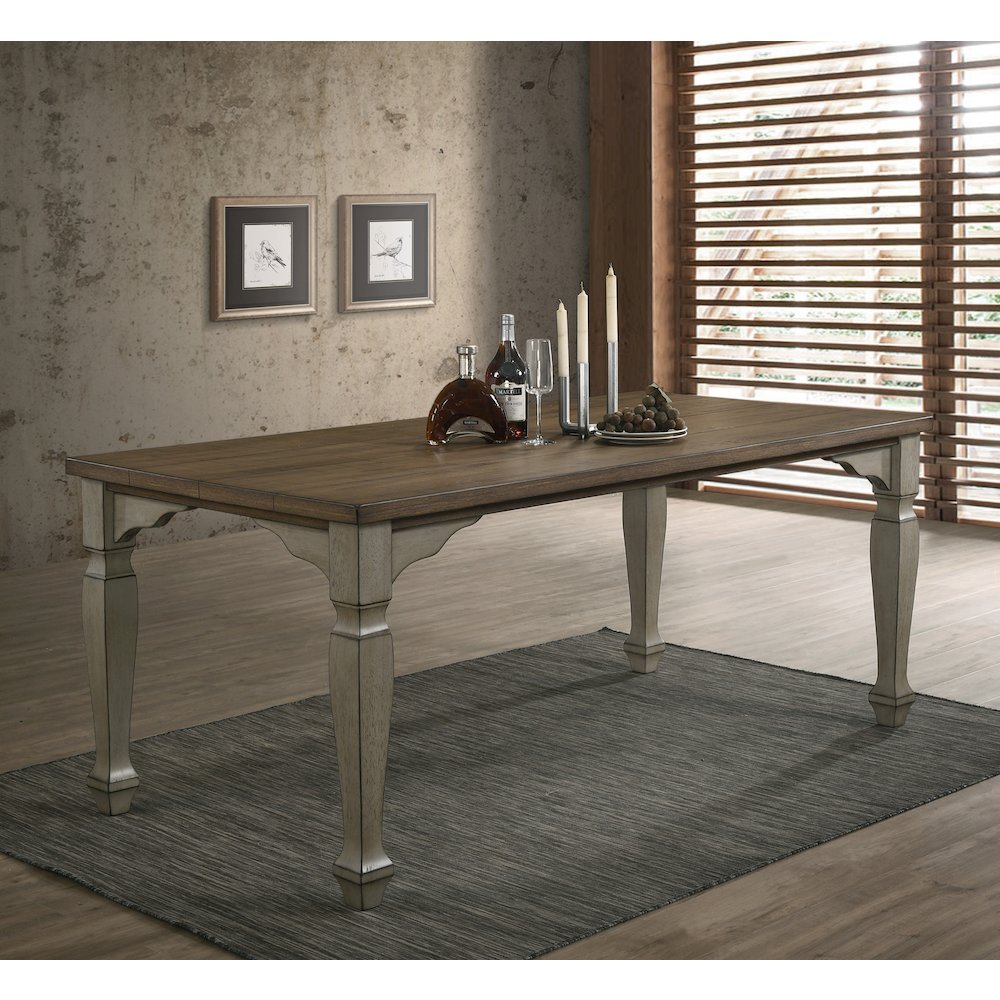 Breda Antique Gray and Dark Oak Finished Wood Dining Table