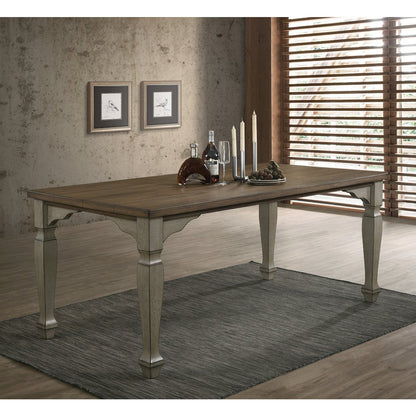 Breda Antique Gray and Dark Oak Finished Wood Dining Table
