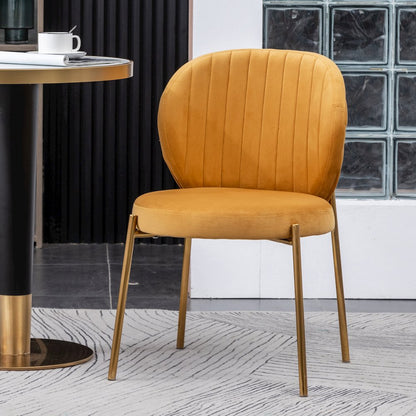 Amoa 5-Pc Dining Set, White Round Dining Table with 4 Chairs, Yellow