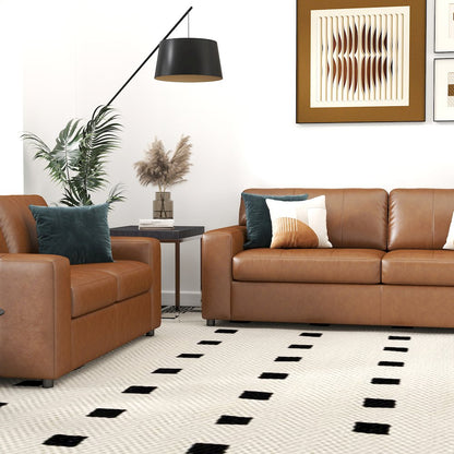 Sakan Leather 4-Pc Living Room Set, Sofa Loveseat, Chair and Ottoman, Caramel