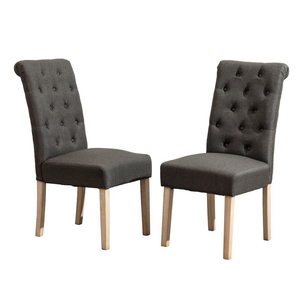 Habit Solid Wood Tufted Parsons Charcoal Dining Chair, Set of 2