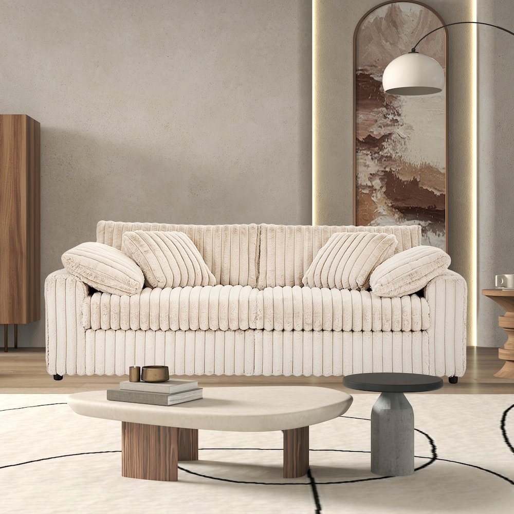 Belvoir 2-Piece Living Room Set, Sofa and Loveseat, Beige Champagne