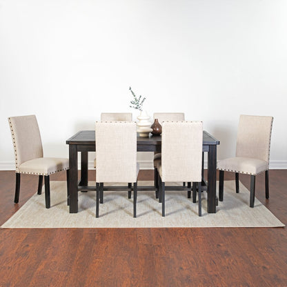 Muzzi Contemporary 7-Piece Dining Set, Dining Table with 6 Stylish Chairs, Tan