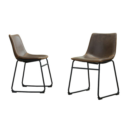 Lotusville Vintage PU Leather Dining Chairs, Antique Brown, Set of 2