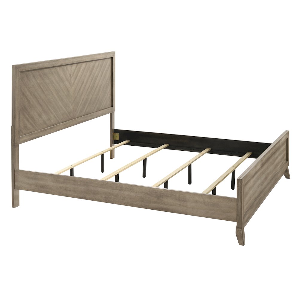 Arena Contemporary Wood Panel King Bed in Weathered Sand