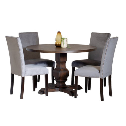 Fordsville 5-Pc Dining Set, Pedestal Round Table with 4 Stylish Chairs, Gray