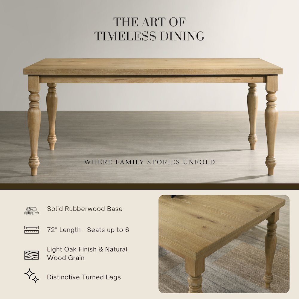 Verta 5-PC Dining Set, Dining Table with 4 Cross Back Chairs, Light Oak Finish