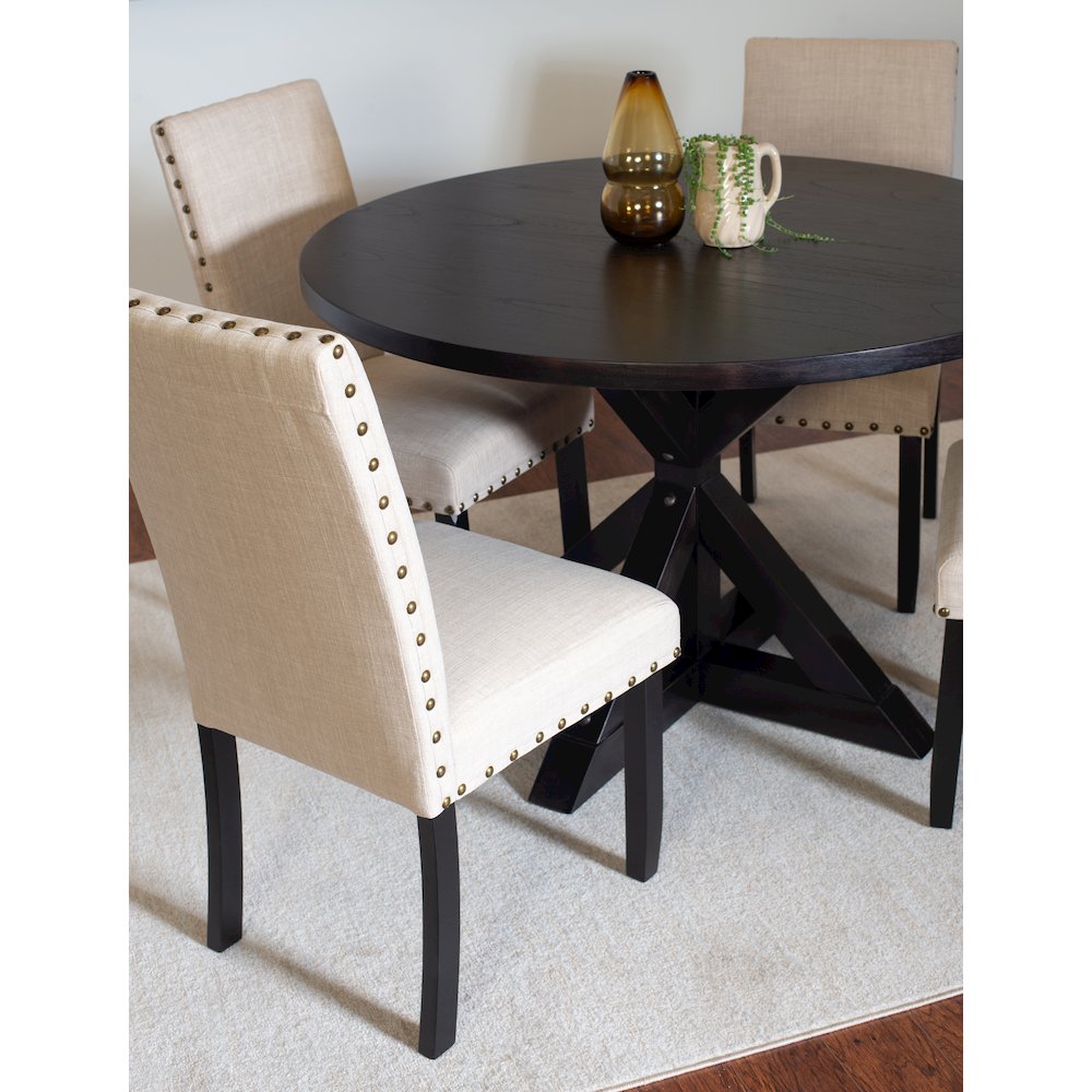 Mytzi 5-Pc Dining Set, Cross-Buck Dining Table with 4 Stylish Chairs, Tan