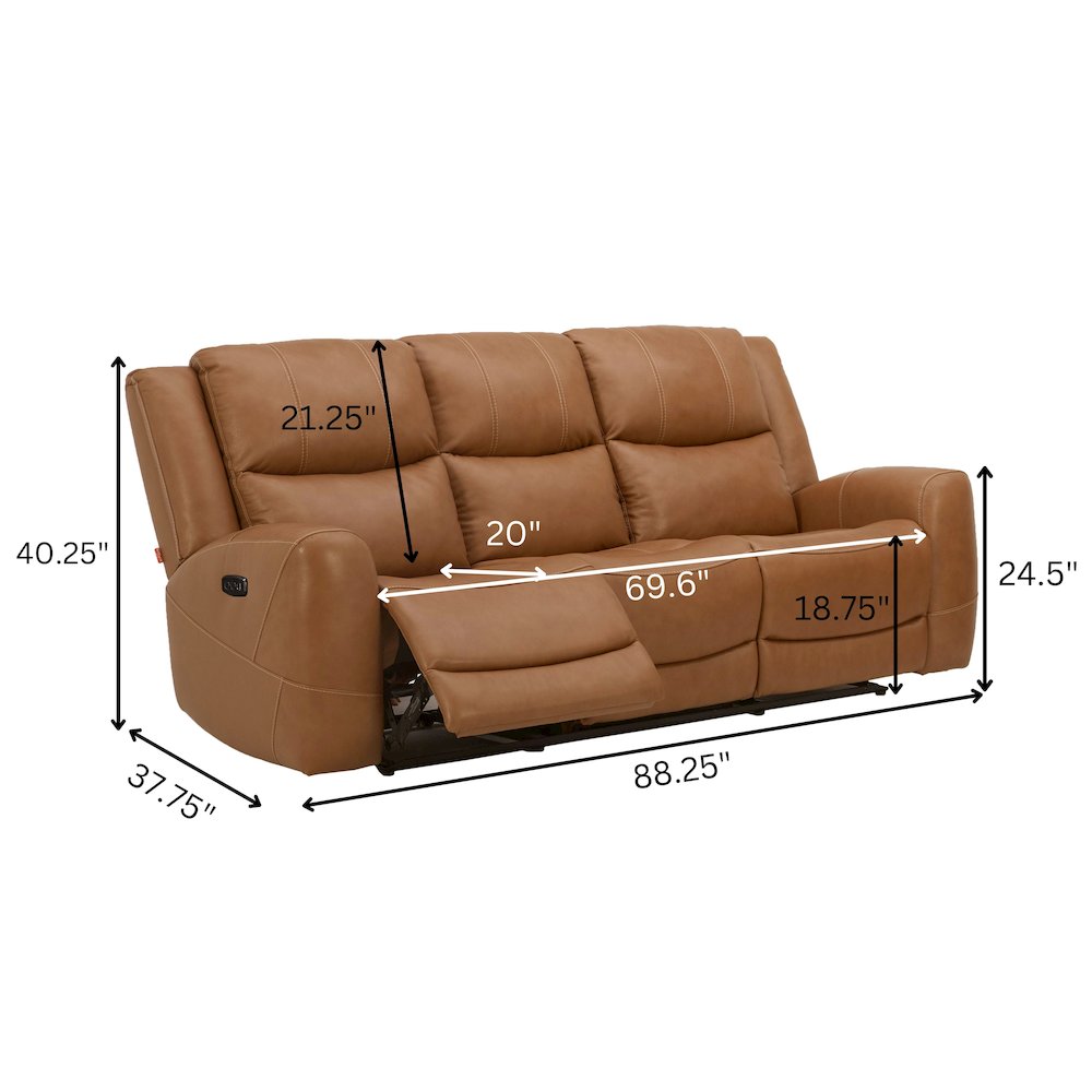 Cozura Leather Power Recling Sofa and Loveseat, Silverado Butternut