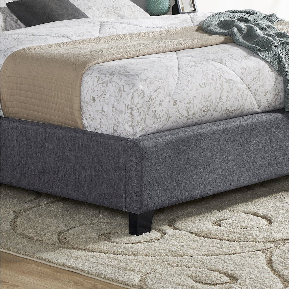 Nantarre Fabric Button Tufted Wingback Queen Bed with Nail Head Trim, Gray