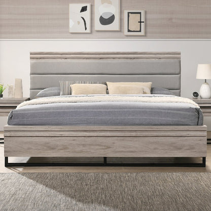 Panel Bed, Dresser, Mirror, Nightstand, and Chest, Weathered Gray, King