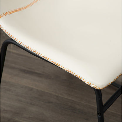Lotusville Vintage PU Leather Dining Chairs, White, Set of 2