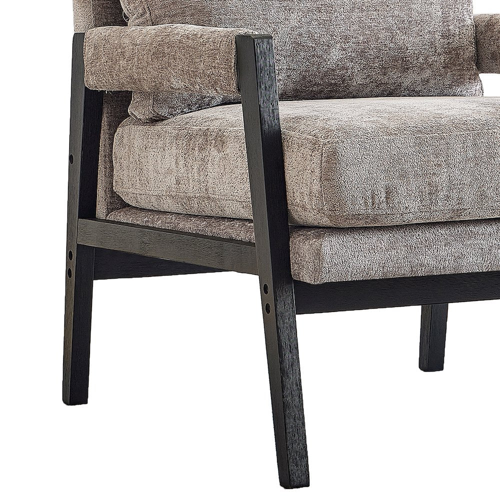 Kelly Mid-Century Modern Chenille Upholstered Accent Armchair, Gray