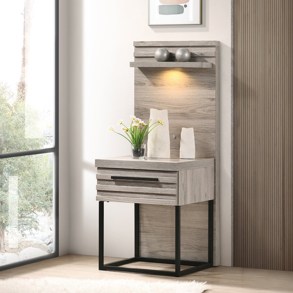 Wallbed Bed, Dresser, Mirror, and 2 Nightstands, Weathered Gray, Queen
